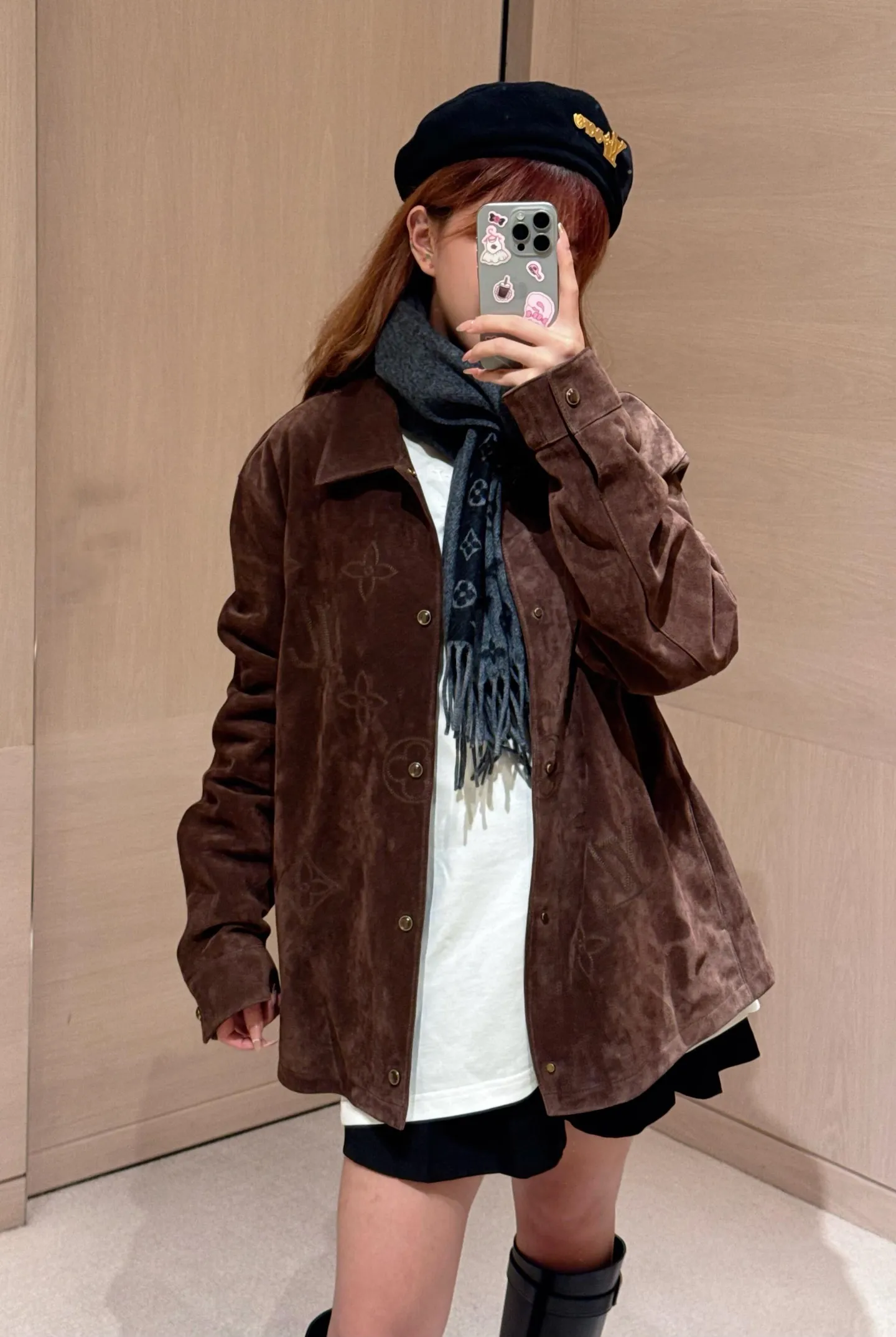 Louis Vuitton/Louis Vuitton presbyopia embroidered suede jacket